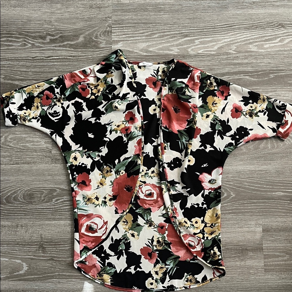 TeenBell Floral Blouse - Black, Red, Yellow